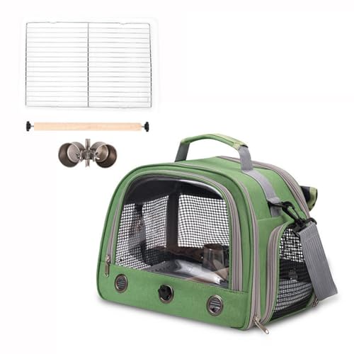 Hixingo Vogel Transportbox Tragbare Papageien Reisetasche Vogel Travel Carrier Atmungsaktive Reisekäfig für Wellensittiche, Aras Unzertrennliche und Nymphensittiche (30x24x26cm,Grün) von Hixingo