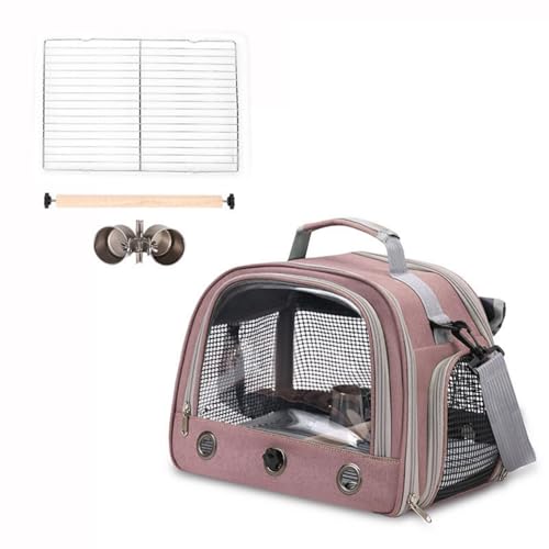 Hixingo Vogel Transportbox Tragbare Papageien Reisetasche Vogel Travel Carrier Atmungsaktive Reisekäfig für Wellensittiche, Aras Unzertrennliche und Nymphensittiche (30x24x26cm,Rosa) von Hixingo