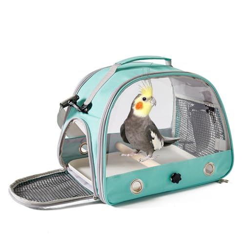 Hixingo Vogel Transportbox Tragbare Papageien Reisetasche Vogel Travel Carrier Atmungsaktive Reisekäfig für Wellensittiche, Aras Unzertrennliche und Nymphensittiche (33 * 24 * 26cm,Grüne) von Hixingo