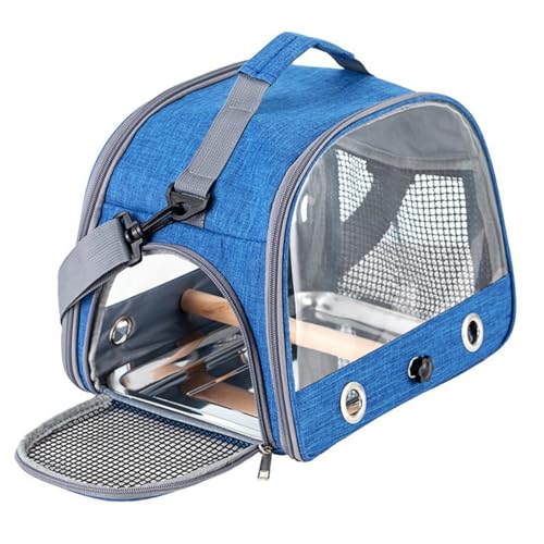 Hixingo Vogel Transportbox Tragbare Papageien Reisetasche Vogel Travel Carrier Atmungsaktive Reisekäfig für Wellensittiche, Aras Unzertrennliche und Nymphensittiche (33 * 26 * 25cm,107H Blau) von Hixingo