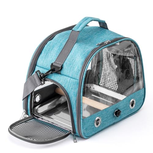 Hixingo Vogel Transportbox Tragbare Papageien Reisetasche Vogel Travel Carrier Atmungsaktive Reisekäfig für Wellensittiche, Aras Unzertrennliche und Nymphensittiche (33 * 26 * 25cm,107H Himmelblau) von Hixingo