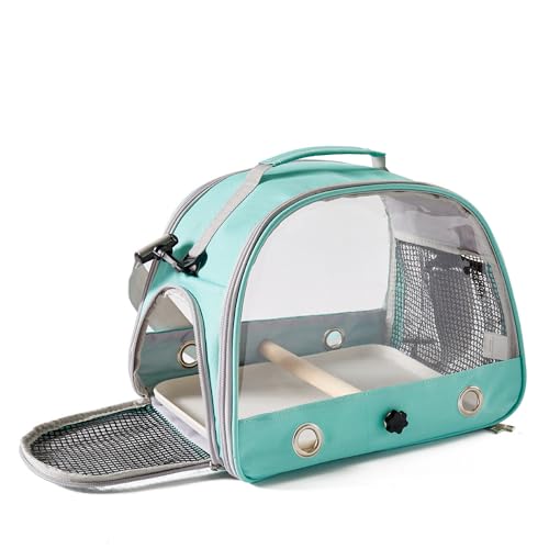 Hixingo Vogel Transportbox Tragbare Papageien Reisetasche Vogel Travel Carrier Atmungsaktive Reisekäfig für Wellensittiche, Aras Unzertrennliche und Nymphensittiche (Blau,33x24x26cm) von Hixingo