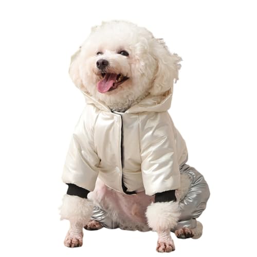 Hixingo Wärme Hundemantel für Kleine Hunde Winter Welpen Mantel Winddicht Hundejacke S-3XL Wasserdicht Kaltes Winterweste Hundekleidung für Kleine Mittlere Große Hunde (M,Weiß) von Hixingo