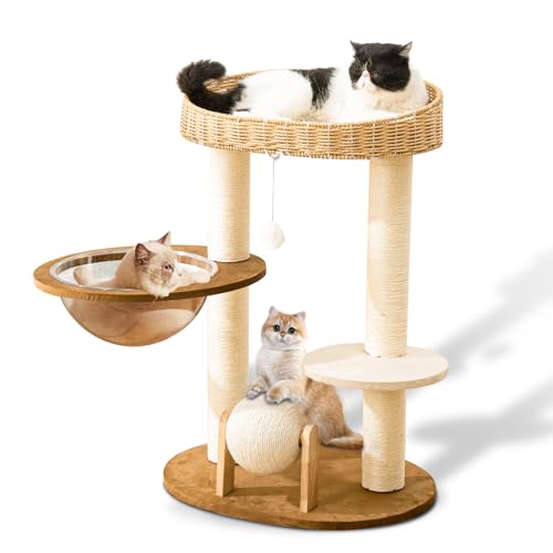 Katzenbaum Modern Katzenturm für Indoor Cats5, Katzennester Manueller Handgewebter mehrstufiger Katzenbaum von Hiyong