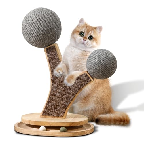 Kratzbaum in Baumform mit vertikalem Katzenkratzer, interaktive Spielzeugbälle, handgefertigte Katzenmöbel mit natürlichen Materialien, niedlicher Kratzbaum, leicht zu reinigen von Hiyong