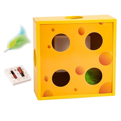 Cat Puzzle Toy, Interactive Cheese Box Feather Maze, Automatic Feather Rotation Cat Toy, Intelligent Cheese Teasing Machine, Interactive Feather Cheese Box, Easy to Use,Portable for Active Cat Puzzle Toy, Interactive Cheese Box Feather Maze, Automatic Feather Rotation Cat Toy, Intelligent Cheese Teasing Machine, Interactive Feather Cheese Box, Easy to Use,Portable for Active von Hjatirace
