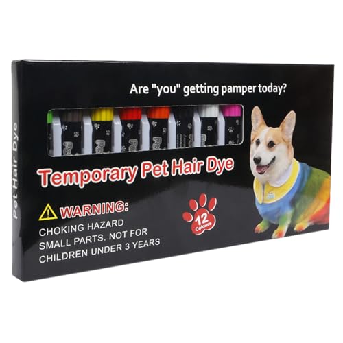 Hjatirace Waschbare Hundehaarfärbemarker, Hundehaarfärbemittel, Welpenfärbestift, Komfort und Fellsicherheit, wiederverwendbares Set, 12 x 1,5 cm, 12 Stück, für Haustiere von Hjatirace