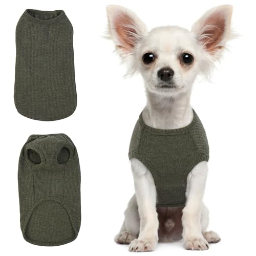 Hjumarayan Hundepullover Kleine Hunde - Hundeshirt Dünn Hunde Pullover Sonnenschutz Tshirt Elastisch Hundepulli Gestreifte Shirt Pullis für Chihuahua Yorkshire Terrier (Grün XS) von Hjumarayan