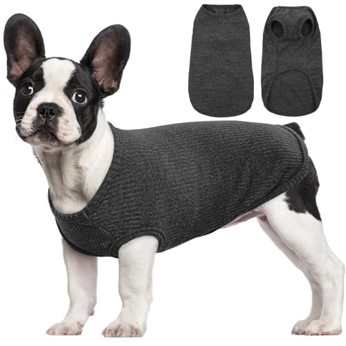 Hundepullover - Chihuahua Kleidung für Kleine Hunde Welpen Weste, Weich Atmungsaktives Hundeschlafanzüge Basic Klamotten Hunde Kleidung für Französische Bulldogge Pomeranian Malteser Hund, Schwarz, M von Hjumarayan