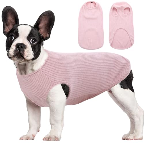 Hjumarayan Hundepullover Mittelgroße Hunde - Hundeshirt Dünn Hunde Pullover Sonnenschutz Tshirt Elastisch Hundepulli Gestreifte Shirt Pullis für Dackel Französische Bulldogge (Rosa L) von Hjumarayan