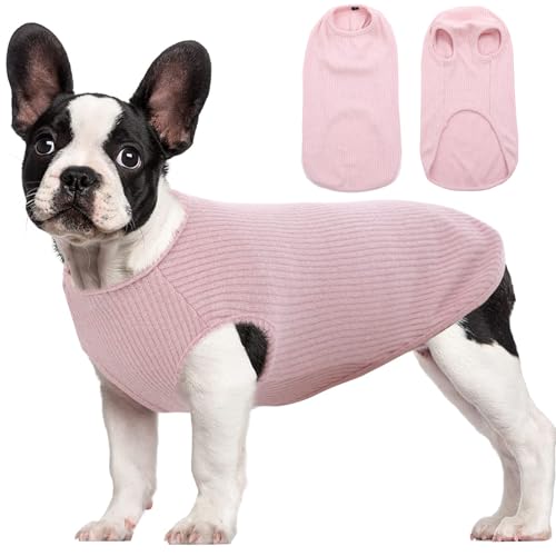 Hjumarayan Hundepullover Mittelgroße Hunde - Dünn Hunde Pullover Waschbar Hundepulli Gestreifte Hunde Shirt Elastisch Hunde Pullis, Hundepullover Fleece für Corgi Dackel (Rosa M) von Hjumarayan