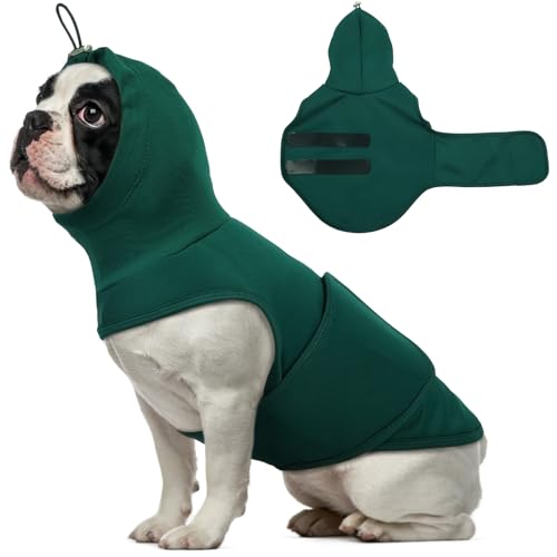 Hjumarayan Beruhigungsweste für Hunde, Anti Stress Weste mit Ohrenschutz, Dehnbarer Hundemantel, Bequeme Hundeweste für Feuerwerk Donner Sirenen, Dunkelgrün, M von Hjumarayan