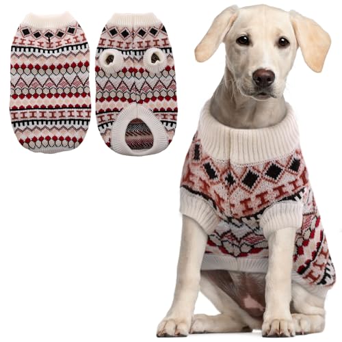 Hjumarayan Boho Hundepullover für Mittelgroße Hunde - Weihnachtspullover, Schöner Dicker Pulli, Französische Bulldogge (Rot XL) von Hjumarayan
