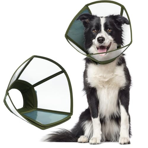 Hjumarayan Halskrause Hund - Transparenter Hundekragen Leckschutz Faltbarer Schutzkragen für die Genesung, Anti-Kratz Hundetrichter für Hunde nach OP, Armeegrün L Hjumarayan Halskrause Hund - Transparenter Hundekragen Leckschutz Faltbarer Schutzkragen für die Genesung, Anti-Kratz Hundetrichter für Hunde nach OP, Armeegrün L von Hjumarayan