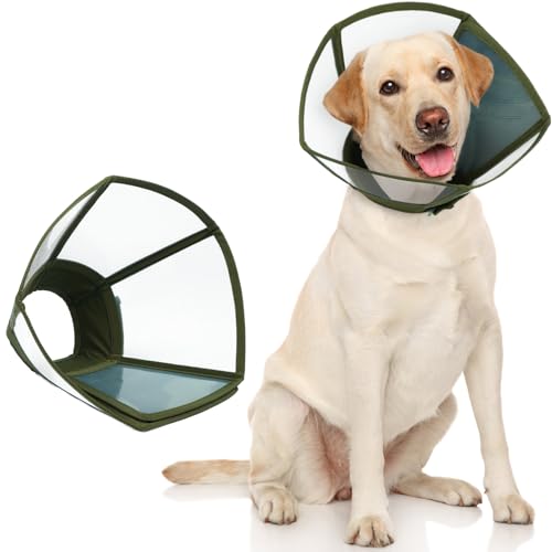 Hjumarayan Halskrause Hund - Transparenter Hundekragen Leckschutz Faltbarer Schutzkragen für die Genesung, Anti-Kratz Hundetrichter für Hunde nach OP, Armeegrün XL Hjumarayan Halskrause Hund - Transparenter Hundekragen Leckschutz Faltbarer Schutzkragen für die Genesung, Anti-Kratz Hundetrichter für Hunde nach OP, Armeegrün XL von Hjumarayan