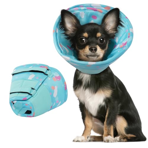 Hjumarayan Halskrause Hund - Weiche Leckschutz Hund Verstellbares Hundekragen Leckschutz Wasserdicht Schutzkragen Hund, Verhinderung von Verletzungen oder Wunden Leckt oder Kratzt (Blau XS) von Hjumarayan