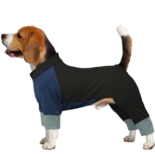 Hjumarayan Hunde Schlafanzug Mittlere Hunde, Dehnbarer Pyjama mit Reißverschluss Voller Abdeckung Hundebody mit Beinen, Schmutzabweisender Hundeanzug Kühler Onesie für Spaziergänge, Schwarz L Hjumarayan Hunde Schlafanzug Mittlere Hunde, Dehnbarer Pyjama mit Reißverschluss Voller Abdeckung Hundebody mit Beinen, Schmutzabweisender Hundeanzug Kühler Onesie für Spaziergänge, Schwarz L von Hjumarayan