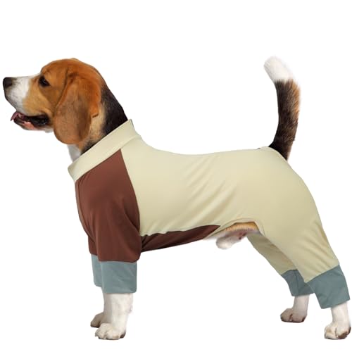 Hjumarayan Hunde Schlafanzug Mittlere Hunde, Dehnbarer Pyjama mit Reißverschluss Voller Abdeckung Hundebody mit Beinen, Schmutzabweisender Hundeanzug Kühler Onesie für Spaziergänge & nach OP, Beige L Hjumarayan Hunde Schlafanzug Mittlere Hunde, Dehnbarer Pyjama mit Reißverschluss Voller Abdeckung Hundebody mit Beinen, Schmutzabweisender Hundeanzug Kühler Onesie für Spaziergänge & nach OP, Beige L von Hjumarayan