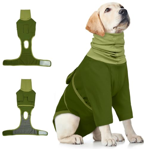 Hjumarayan OP Body Hund Kastration hündin, Baumwolle Halsschutz Leckschutz nach OP Anti Stress Body mit Ohrenschutz, Rollkragen Hundebody mit Beinen Medical Pet Shirt Läufigkeit, Grün XXL Hjumarayan OP Body Hund Kastration hündin, Baumwolle Halsschutz Leckschutz nach OP Anti Stress Body mit Ohrenschutz, Rollkragen Hundebody mit Beinen Medical Pet Shirt Läufigkeit, Grün XXL von Hjumarayan