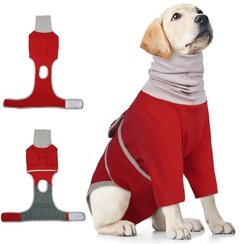Hjumarayan OP Body Hund Kastration hündin, Baumwolle Halsschutz Leckschutz nach OP Anti Stress Body mit Ohrenschutz, Rollkragen Hundebody mit Beinen Medical Pet Shirt Läufigkeit, Rot XXL Hjumarayan OP Body Hund Kastration hündin, Baumwolle Halsschutz Leckschutz nach OP Anti Stress Body mit Ohrenschutz, Rollkragen Hundebody mit Beinen Medical Pet Shirt Läufigkeit, Rot XXL von Hjumarayan