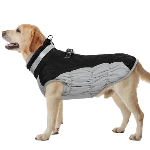 Hjumarayan Hundemantel für Kleine Mittelgroße Grosse Hunde, Hundemantel Winter Warme Wintermantel Hund Hundejacke Wasserdicht Hunde Mantel Gefüttert, Outdoor Hundemantel Labrador (Schwarz XL) von Hjumarayan