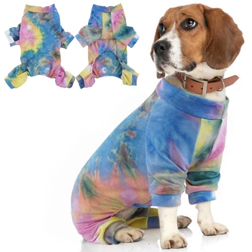 Hjumarayan Hunde Pyjama, Schlafanzug Nach OP Mit Beinen, Body Für Kastration Rüde Und Hündin, Stretch, Bunte XL von Hjumarayan