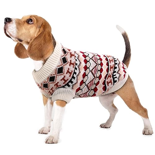 Hjumarayan Hundepullover - Boho Hundepullover Kleine Hunde Weihnachtspullover, Schöne Hunde Pullover mit Geschirr Öffnung, Dicken Hundepulli Chihuahua Yorkshire Jack Russell Pullis (Rot M) von Hjumarayan