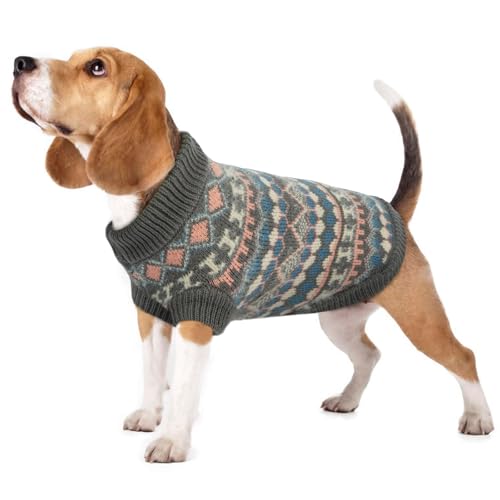 Hjumarayan Hundepullover - Boho Hundepullover Kleine Hunde Weihnachtspullover, Schöne Hunde Pullover mit Geschirr Öffnung Dicken Hundepulli Chihuahua Yorkshire Jack Russell Pullis (Grau M) von Hjumarayan