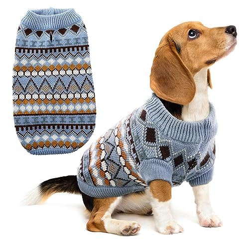 Hjumarayan Hundepullover - Boho Hundepullover Mittelgroße Hunde Weihnachtspullover, Schöne Hunde Pullover mit Geschirr Öffnung, Dicken Hundepulli Französische Bulldogge Labrador Pullis (Blau L) von Hjumarayan