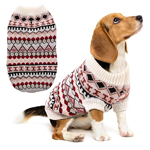 Hjumarayan Hundepullover - Boho Hundepullover Mittelgroße Hunde Weihnachtspullover, Schöne Hunde Pullover mit Geschirr Öffnung, Dicken Hundepulli Französische Bulldogge Labrador Pullis (Rot L) von Hjumarayan