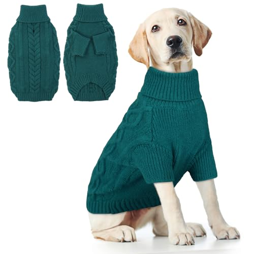 Hjumarayan Hundepullover Grosse Hunde - Hundepullover mit Geschirrloch, Pullover Hund Warme Strickpullover, Winter Hundepulli mit Beinen, Pullover für Große Hunde (Pfauengrün XL) von Hjumarayan