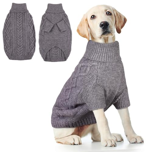 Hjumarayan Hundepullover Grosse Hunde - Hundepullover mit Geschirrloch Pullover Hund Warme Strickpullover Hundepulli Winter Hundepulli mit Beinen Pullover für Große Hunde (Grau XXL) von Hjumarayan