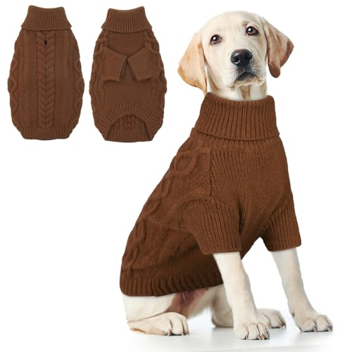 Hjumarayan Hundepullover Grosse Hunde - Hundepullover mit Geschirrloch Pullover Hund Warme Strickpullover Hundepulli Winter Hundepulli mit Beinen Pullover für Große Hunde (Kaffee XXL) von Hjumarayan