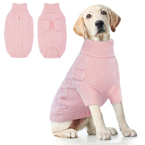 Hjumarayan Hundepullover Grosse Hunde - Hundepullover mit Geschirrloch Pullover Hund Warme Strickpullover Hundepulli Winter Hundepulli mit Beinen Pullover für Große Hunde (Rosa XXL) von Hjumarayan