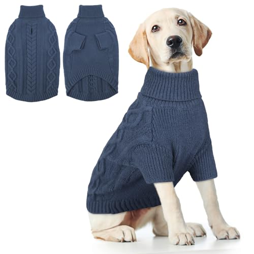 Hjumarayan Hundepullover Grosse Hunde - Hundepullover mit Geschirrloch Pullover Warme Strickpullover Hundepulli Winter Hundepulli mit Beinen Pullover für Große Hunde (Denim Blau XL) von Hjumarayan