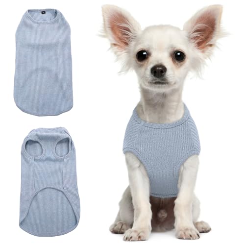 Hjumarayan Hundepullover Kleine Hunde - Dünn Hunde Pullover Waschbar Hundepulli Elastisch Pullover Hund Gestreifte Hunde Shirt Hunde Pullis für Chihuahua Yorkshire Terrier (Hellblau XS) von Hjumarayan