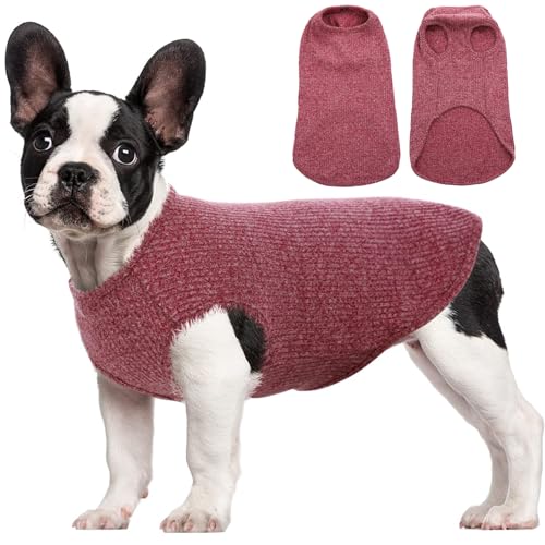 Hjumarayan Hundepullover Kleine Hunde - Dünn Hunde Pullover Waschbar Hundepulli Elastisch Pullover Hund Gestreifte Hunde Shirt Hunde Pullis für Chihuahua Yorkshire Terrier (Rot S) von Hjumarayan