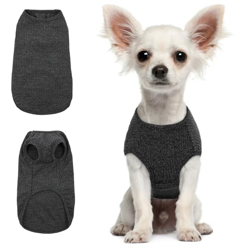 Hjumarayan Hundepullover Kleine Hunde - Hundeshirt Dünn Hunde Pullover Sonnenschutz Tshirt Elastisch Hundepulli Gestreifte Shirt Pullis für Chihuahua Yorkshire Terrier (Schwarz XS) von Hjumarayan
