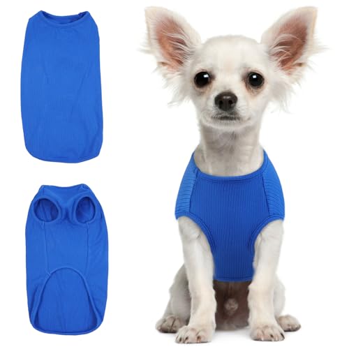 Hjumarayan Hundepullover Kleine Hunde - Hundeshirt Dünn Hunde Pullover Hundepulli Elastisch Pullover Hund Gestreifte Hunde Shirt Hunde Pullis für Chihuahua Yorkshire Terrier (Saphirblau XXS) von Hjumarayan