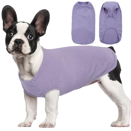 Hjumarayan Hundepullover Mittelgroße Hunde - Dünn Hunde Pullover Waschbar Hundepulli Gestreifte Hunde Shirt Elastisch Hunde Pullis, Hundepullover Fleece für Corgi Dackel (Lila M) von Hjumarayan