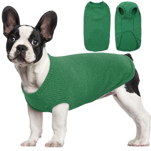 Hjumarayan Hundepullover Mittelgroße Hunde - Dünn Hunde Pullover Waschbar Hundepulli Gestreifte Hunde Shirt Elastisch Hunde Pullis, Hundepullover Fleece für Corgi Dackel (Smaragdgrün L) von Hjumarayan