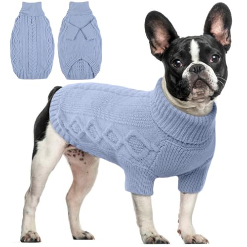 Hjumarayan Hundepullover - Schlicht & Elegant Pullover Hund, Warme Hundepullover Mittelgroße Hunde mit Geschirrloch für Leine, Schöner Hundepulli mit Beinen für Französische Bulldogge (Blau M) von Hjumarayan