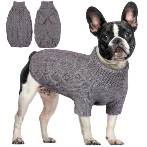 Hjumarayan Hundepullover - Schlicht & Elegant Pullover Hund, Warme Hundepullover Mittelgroße Hunde mit Geschirrloch für Leine, Schöner Hundepulli mit Beinen für Französische Bulldogge (Grau L) von Hjumarayan