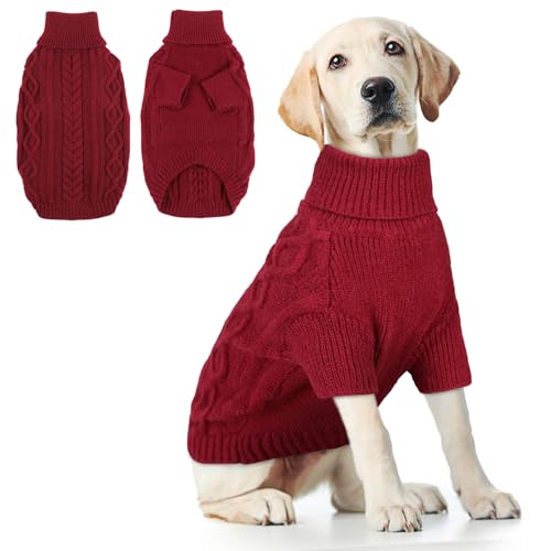 Hjumarayan Hundepullover - Schlicht & Elegant Weihnachtspullover Hund mit Beinen Schöner Weihnachtspulli Hund mit Geschirrloch, Warme Hundepullover Mittelgroße Grosse Hunde (Rot XXL) von Hjumarayan