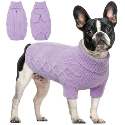 Hjumarayan Hundepullover - Warme Hunde Pullover Schlicht & Elegant Hundepullover Kleine Hunde mit Beinen Schöner Hundepulli mit Geschirrloch Hunde Pullis für Chihuahua (Lila M) von Hjumarayan