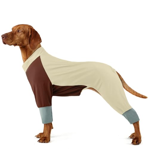 Hjumarayan Hundepyjama, Hunde Pyjama Große Hunde Dehnbarer Schlafanzug mit Reißverschluss Voller Abdeckung Hundebody mit Beinen, Hundeschlafanzug Kühler Onesie für Spaziergänge & nach OP, Beige 4XL Hjumarayan Hundepyjama, Hunde Pyjama Große Hunde Dehnbarer Schlafanzug mit Reißverschluss Voller Abdeckung Hundebody mit Beinen, Hundeschlafanzug Kühler Onesie für Spaziergänge & nach OP, Beige 4XL von Hjumarayan