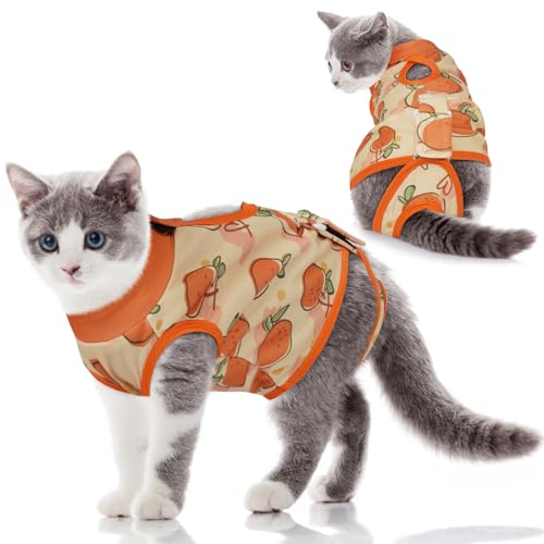 Hjumarayan Katzenbody nach OP, Verstellbarer Body Katze nach OP Atmungsaktiver Katzen OP Body Kastration, Katzenanzug Katzenbody Gegen Lecken von Kastrations- und Unterleibswunden, Orange S von Hjumarayan