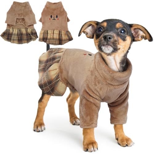Hjumarayan Hundepullover Fleece, Hundepullover Kleine Hunde Warme Pullover Hund für Winter Hunde Fleece Pullover mit Kariertem Saum Yorkshire Terrier Kleidung, Braun M Hjumarayan Hundepullover Fleece, Hundepullover Kleine Hunde Warme Pullover Hund für Winter Hunde Fleece Pullover mit Kariertem Saum Yorkshire Terrier Kleidung, Braun M von Hjumarayan