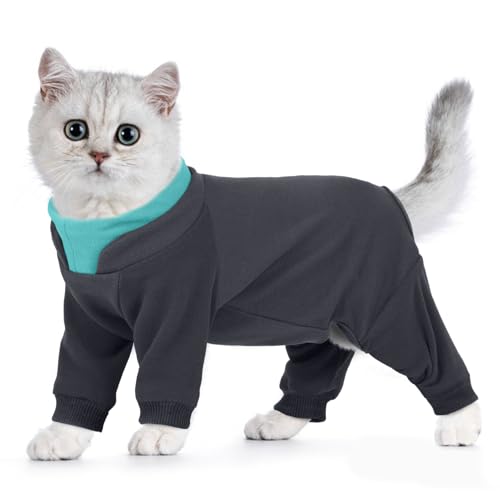 Hjumarayan OP Body Katze, Komplettabdeckung Katzen Erholungsoverall Katzenbody mit Lange Beine, Onesie nach Operation gegen Lecken Warmer Fleece Katzenpullover Haftenden Haaren, Grau S Hjumarayan OP Body Katze, Komplettabdeckung Katzen Erholungsoverall Katzenbody mit Lange Beine, Onesie nach Operation gegen Lecken Warmer Fleece Katzenpullover Haftenden Haaren, Grau S von Hjumarayan
