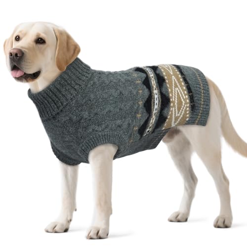 Hjumarayan Warmer Hundepullover - Fair Isle Pullover Hund mit Geschirr Öffnung Weihnachtspullover Elastisch Hundepulli Winter für Kleine Mittelgroße Hunde (1–24 kg), Sweater Labrador Grau XXL von Hjumarayan